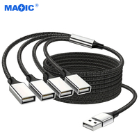 Câble USB 3 en 1, adaptateur OTG, câble d'extension d'alimentation double USB 2.0, répartiteur USB double port, pour la charge et le transfert de données