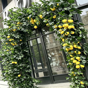 Composizione di Piante Artificiali al Limone, Ghirlanda di Limoni Artificiali, Rami di Limone per Decorazioni di Caffè e Bar, Sfondi per Feste - Product Image 1