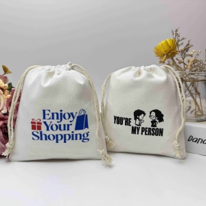Wholesale Custom Print Eco-Friendly Organic Cotton Recyclable Drawstring Bags for <b>Rings</b> & Earrings Gift Packaging Custom Logo - Product Image 4