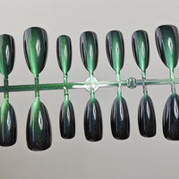 Lot de 30 faux ongles œil de chat XS/S/M, forme amande courte, brillants, en verre, à presser, fournisseur