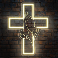 Enseigne néon LED de foi chrétienne avec motif croix, colombe sainte et Jésus, décoration murale religieuse personnalisée pour intérieur et fêtes
