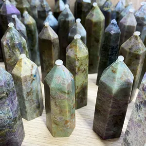 Wholesale Natural Healing Crystal Tower Colorful Crystal Stone Red Green And Blue Jade Point