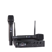Système de microphone sans fil dynamique cardioïde en métal Green Audio avec suppression du bruit, effets de réverbération et égaliseur FM UHF pour karaoké
