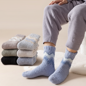 Juncap da uomo per studenti adulti calzini a metà polpaccio comodi in pile di pelliccia a zig-zag - Product Image 1