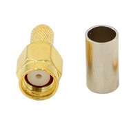 Conector RP-SMA Macho de Latón y Cobre, 50 Ohmios, DC-6GHz, Crimpado para Cable Coaxial RG58, Conectores RF Luckyconnectors YRL-201