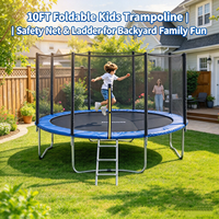 Trampoline d'extérieur avec filet de sécurité et échelle, trampoline familial souple pour enfants avec filet de protection, trampoline d'exercice pour jardin