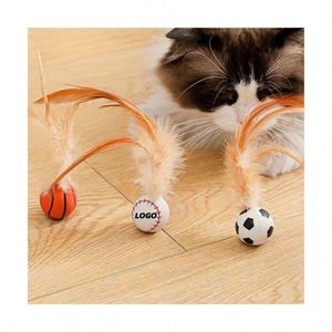 Juguete Interactivo para Gatos con Plumas: Pelota de Goma Rebotante para Gatos Juguetones - Idea de Regalo Promocional - Product Image 1