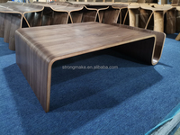 Table basse en bois de placage de haute qualité pour salon, style moderne nordique, bon marché, en MDF, table basse en bois courbé antique