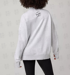 Felpa Personalizzata in Cotone <span class=keywords><strong>con</strong></span> Ricamo, Morbida in Pile, Oversize, <span class=keywords><strong>con</strong></span> Collo Alto e Foro per il Pollice, per Donna - Product Image 4