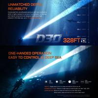ACEBEAM D30 5600Lumens Rechargeable 100M Lampe de poche sous-marine 1454m Lanterne de plongée 3 modes Lumière de sécurité pour plongée sous-marine