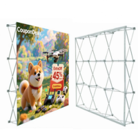 10ft plat événement graphique Stretch Tension tissu tapis rouge toile de fond affichage colorant-sous imprimé en alliage d'aluminium L support bannière stands