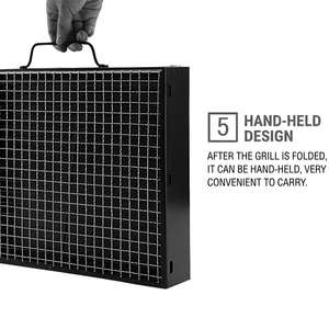 Parrilla Portátil de Carbón Plegable, Barbacoa Compacta de Sobremesa, Pequeña Parrilla Ahumadora con Asa para Camping y Picnic - Product Image 6