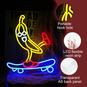 Enseigne au néon LED banane cool et glissante, panneau électronique de décoration murale d'art de <span class=keywords><strong>skateboard</strong></span> à intensité variable <span class=keywords><strong>pour</strong></span> les magasins, les fêtes et les bars - Product Image 3