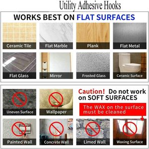 Multifunctional 6cm Punch-free Non-marking Transparent ABS Eco-Friendly Self Adhesive <b>Wall</b> <b>Hook</b> Stickers Hanger <b>Hook</b> Nordic - Product Image 6