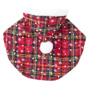 Cute Plaid Hooded Cloak for Cats & Dogs Christmas Apparel for <b>Teddy</b> and <b>Small</b> Breeds Pet Supplies Wholesale - Product Image 3