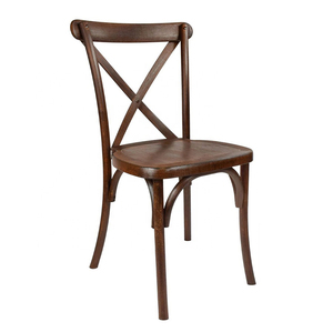 Wholesale Wedding Event Advantage Rustic Natural X Back Resin Crossback Hotel Dining <b>Chair</b> - Product Image 1