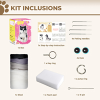 Kit de feutrage à l'aiguille en gros direct usine, Chien réaliste et mignon, Outils complets en laine pour artisanat DIY, Ornement suspendu, Cadeau