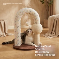 Poteau à gratter pour chat arqué DIY en corde de sisal tricotée, arbre à gratter durable et résistant aux rayures, planche d'escalade, style simple 43/44 pouces