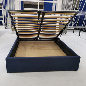 Lits en bois de luxe rembourrés en tissu, taille King Size, avec double rangement, pour hôtels, villas, ensemble de chambre à coucher - Product Image 1