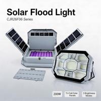 Lampe de travail solaire super lumineuse 200W, à intensité variable en continu, panneau solaire pliable, lampe d'urgence portable pour le camping en extérieur