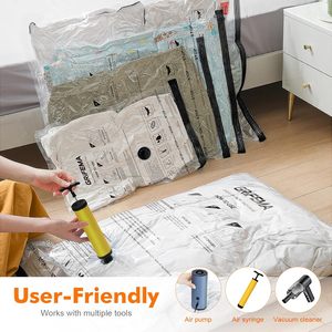 Confezione da 6 Sacchi <span class=keywords><strong>Sottovuoto</strong></span> Riutilizzabili 60x40cm con Chiusura a Zip per Risparmiare Spazio su Vestiti, Biancheria da Letto e per Viaggi - Product Image 4