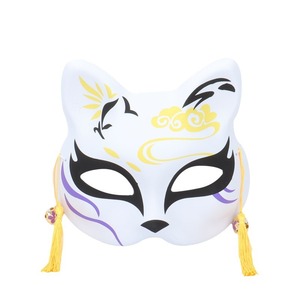 Máscara de zorro de media cara, colores mixtos, máscara de fiesta de cosplay de Halloween, unisex, pintada a mano, DIY - Product Image 3