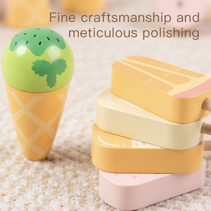 Support à crème glacée magnétique en bois, ensemble <span class=keywords><strong>de</strong></span> jouets <span class=keywords><strong>de</strong></span> cuisine <span class=keywords><strong>de</strong></span> simulation <span class=keywords><strong>de</strong></span> dessert pour enfants - Product Image 6