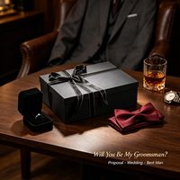 Boîte cadeau en carton noir, boîte d'emballage rigide, logo personnalisé pour cadeau et artisanat