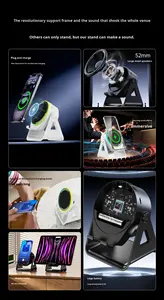 Mini haut-parleur Bluetooth portable sans fil avec chargeur sans fil NFC LED RGB audio pour chambre à coucher - Product Image 3