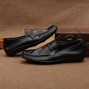 Mocassins en cuir véritable à bout rond, chaussures habillées pour hommes, chaussures de bureau, toutes saisons, douces, confortables, plates - Product Image 3
