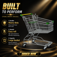 Chariot de courses pliable en acier galvanisé avec poignée réglable, étanche et pratique pour supermarchés et épiceries (vente en gros)
