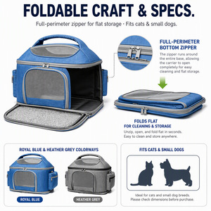 Bolsa de Transporte Transpirable para Mascotas, Plegable, con Cierre, Malla Ventilada, para Coche, Tipo Oxford - Product Image 4