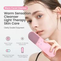 Brosse nettoyante visage en silicone 5 niveaux avec massage chauffant et exfoliation vibrante pour un nettoyage en profondeur