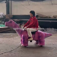 Eğlence Parkı için Çizgi Film Brachiosaurus Robotlu Binilebilir Araba veya İnteraktif Animatronik Dinozorlu Binilebilir Scooter