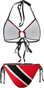 Maillot de bain bikini drapeau de Trinité-et-Tobago personnalisé OEM ODM, deux pièces, pour l'été, avec haut rembourré à nouer et bas triangle - Product Image 4