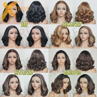Perruque Frontale HD X-Tress 13*6 Sans Colle, Courte Bob Synthétique Blond Miel Avec Mèches Brunes, Pour Femmes Noires, Vente en Gros