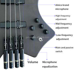 Guitare basse électrique sans tête GALYDA G890, manche en érable, corps en acajou, touche en palissandre et érable, finition mate, active 4 cordes - Product Image 2