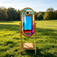 Photomaton numérique portable en bois avec écran tactile, miroir magique ovale en bois pour selfies