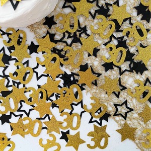 100 pièces de confettis dorés et noirs à paillettes pour 40e anniversaire, chiffres 30 40 50 60, confettis de table, accent photo, décoration d'anniversaire - Product Image 5