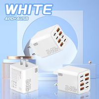 Cargador de Viaje con Enchufe EU US UK de 240W y 8 Puertos USB-C PD, Cargador Rápido GaN Tipo-C de 240W para Teléfono Móvil, Adaptador de Corriente