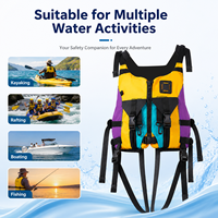 Gilet de sauvetage pour sports nautiques pour adultes à haute flottabilité 150N, tissu Oxford réglable, pour kayak, rafting, navigation de plaisance, pêche