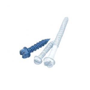 Vis à béton à tête hexagonale fendue, revêtement bleu, filetage haute-basse, avec rondelle hexagonale fendue, pour briques, blocs et béton - Product Image 3