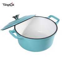 Cocotte en fonte émaillée 5QT avec deux poignées larges, grande marmite ronde, fourgonnette de cuisson, approvisionnement direct usine