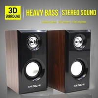 Speaker USB Mini Kayu D092 Grosir, Sistem Audio Multimedia Stereo 2.0 untuk PC Monitor Gaming