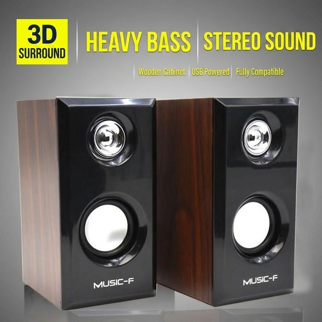 Wholesale D092 Mini Wooden USB Wired Speakers 2.0 Stereo Multimedia Audio System for PC Monitor Gaming