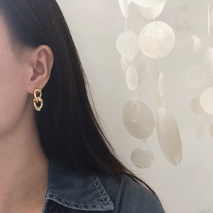 Double <b>Ring</b> <b>Thick</b> Chain Geometric Earrings 18K Gold Plated 316L Stainless Steel Fashion Minimalist Jewelry - Product Image 2