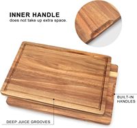 Planche à découper en bois multifonction personnalisée populaire avec poignées - Bois de chêne de 0,4 cm d'épaisseur pour viande, fromage, légumes et fruits