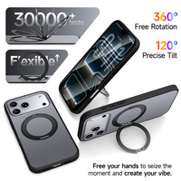 Étui magnétique mat premium effet seconde peau pour iPhone 18 17 16 15 Pro Max Air Plus avec support anneau rotatif, coque de protection en TPU + PC