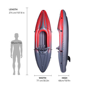 2.74Mカスタマイズされたデザイン2つの独立したエアチャンバーPVCインフレータブルカヤックボート、パドルとシート付き - Product Image 3