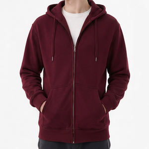 Sweat-shirt à capuche zippé intégral pour homme, en molleton uni, veste décontractée streetwear, personnalisable avec logo, vente en gros, vêtements OEM - Product Image 2